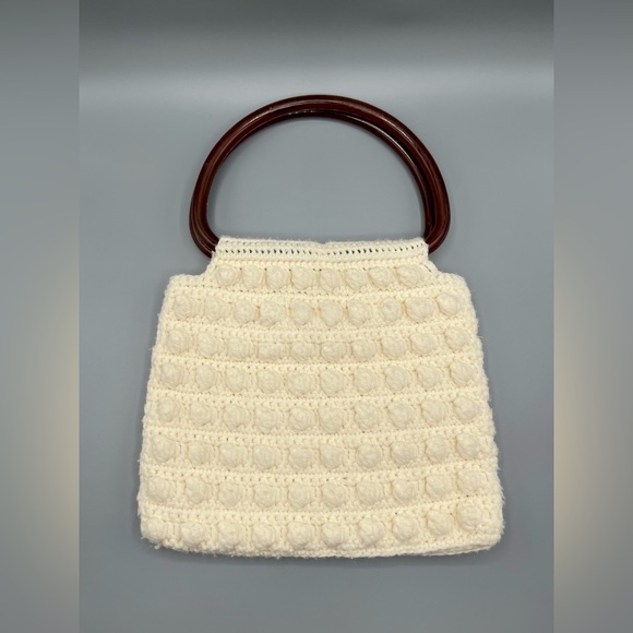 Handbags - Vintage Ivory Cream Crochet Knit Handbag